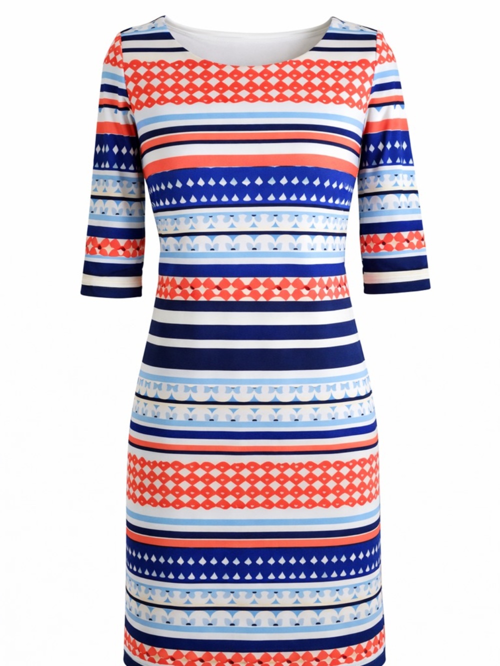Eliza J Sheath Dress Blue Coral Print Stretch Knee Length Size 12